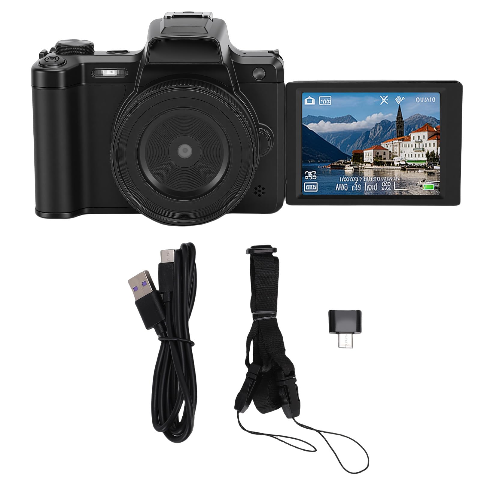 Annadue Cámara Digital DSLR 4K para Fotografía, Cámara Vlogging de 68 MP con Pantalla Abatible de 2,8 Pulgadas, Zoom 28X, Enfoque Manual AF Autofocus MF, Videocámaras de Viaje