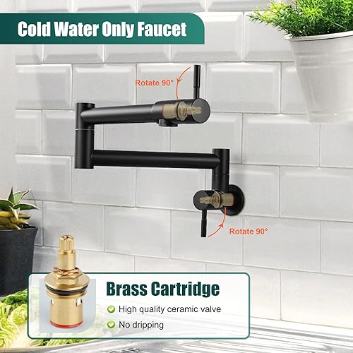 Miniatura 9 de Heyalan Grifo de restaurante de cocina cromado pulido de 19 pulgadas montado en la pared plegable estirable doble articulación brazo oscilante de un