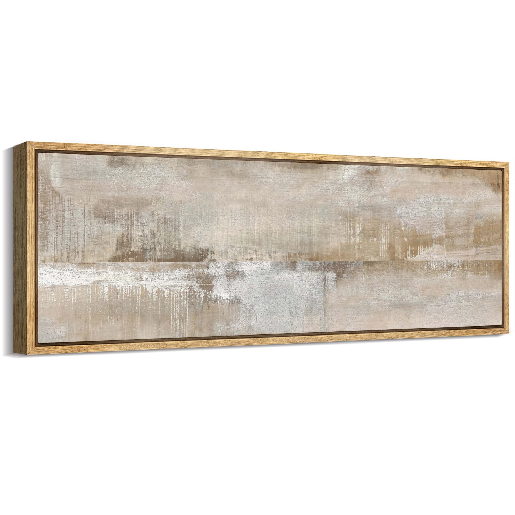 mudecor large framed canvas print wall art minimalist neutral abstract textured landscape antique retro fine art illustrations decorative colorful for bedroom - 60"x20"