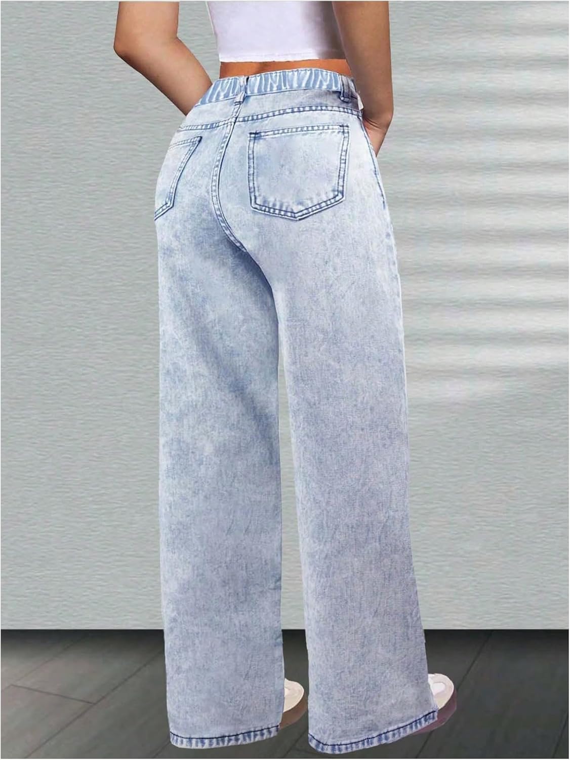 WDIRARA Girl's Bow Embroidered Baggy Jeans High Waisted Straight Leg Denim Pants - Image 2