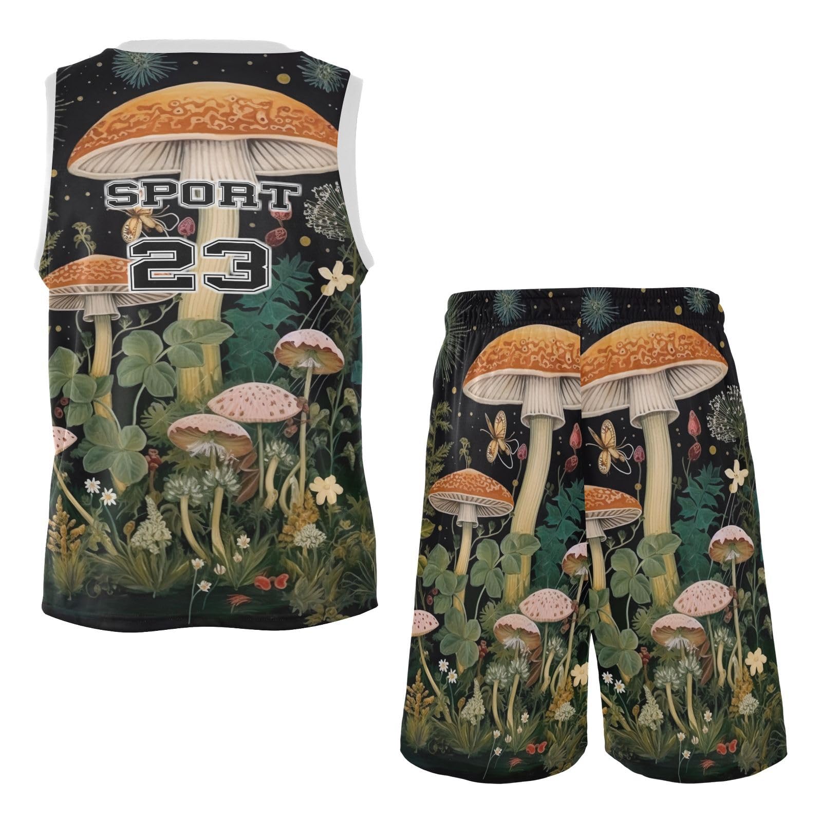 FLildon Mushroom Boys Basketball Jersey Set Tank Top Shorts Tracksuit Sport Training Suit for Kids, XXL