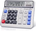 Comix Desktop Calculator Solar Battery Dual Power with 12-Digit Large LCD Display and Large Computer Keys Standard Function Calculator for Home Office School, White