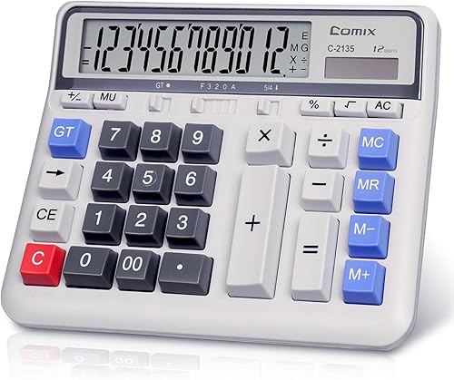 Comix C-2135 Calculadora de teclas grandes de 12 cifras Blanco