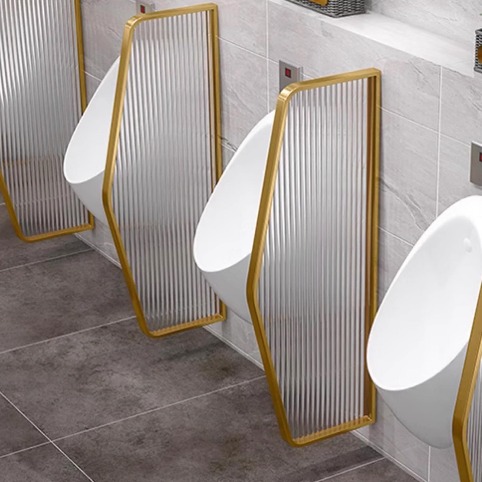 Séparation murale pour urinoir homme dorée design premium pour sanitaires de bureaux