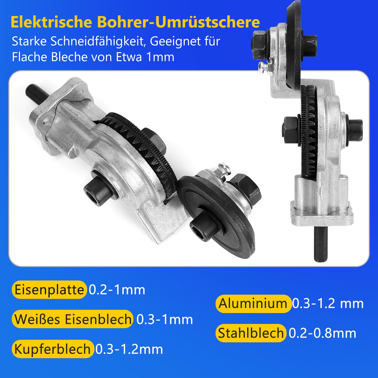 Cesoie per avvitatore a batteria, taglierina per avvitatore a batteria, cesoie per lamiera, elettrico per lamiera, trapano a mano, acciaio, rame, alluminio
