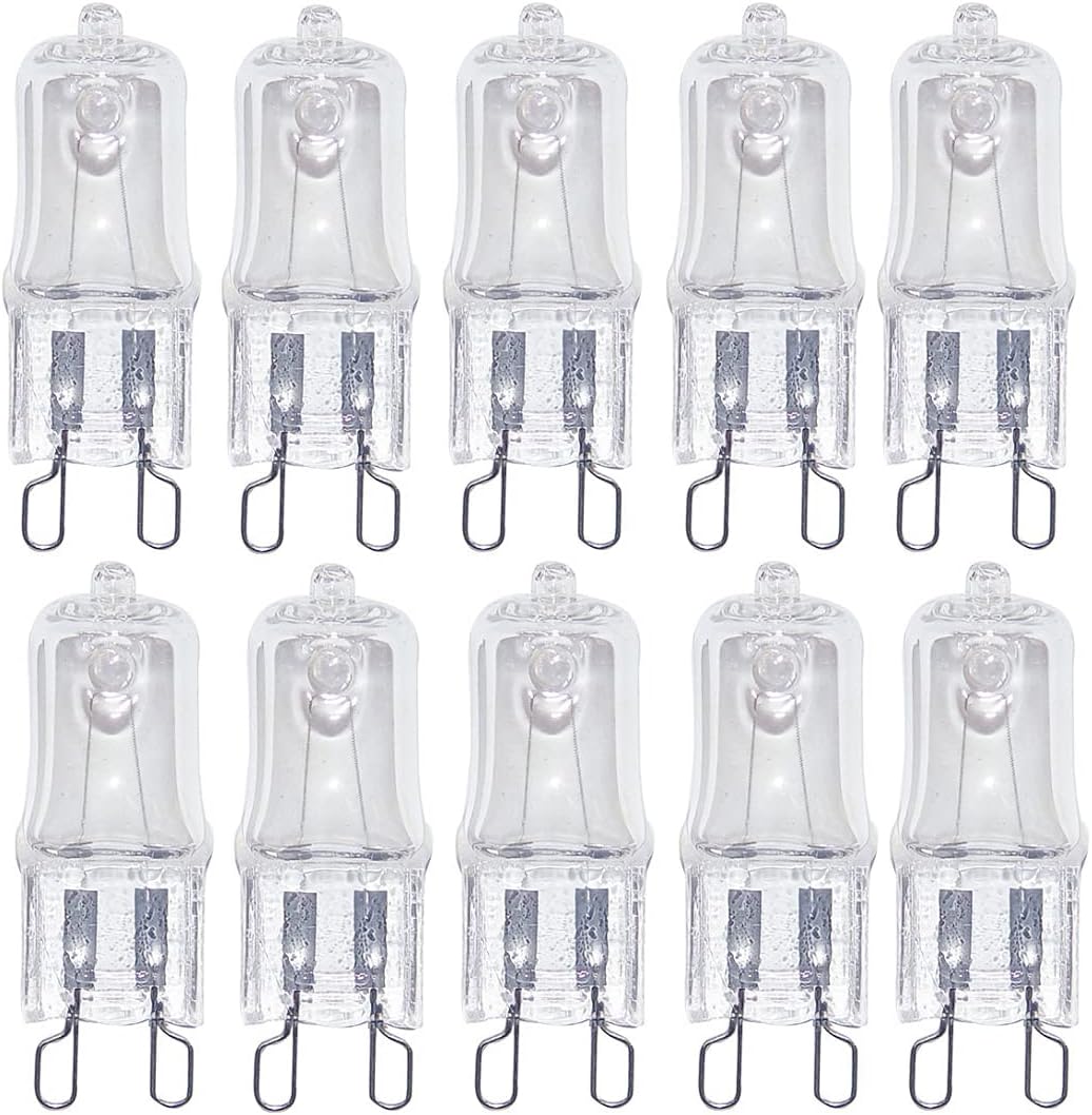 G9 230 V 20 W Halogen Bulb Halogen Light Bulb HaloPin Clear Replacement for Beam Angle Warm White 2700 K Pack of 10