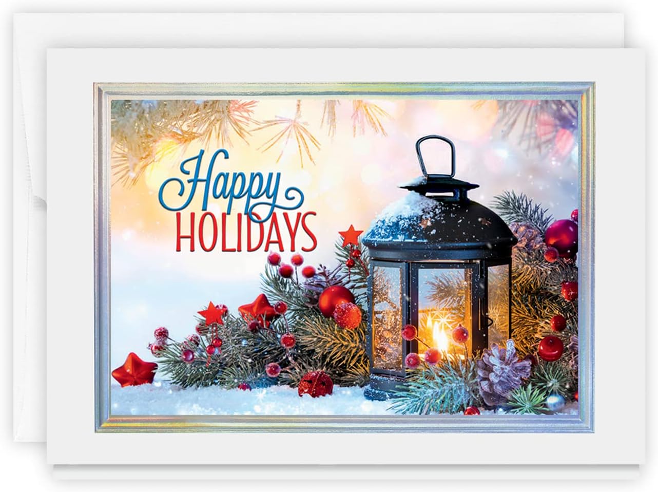 The Gallery Collection, 25 Count Card Pack, Christmas Cards with Foil Lined Envelopes (Happy Holiday Glow), For Business or Consumer