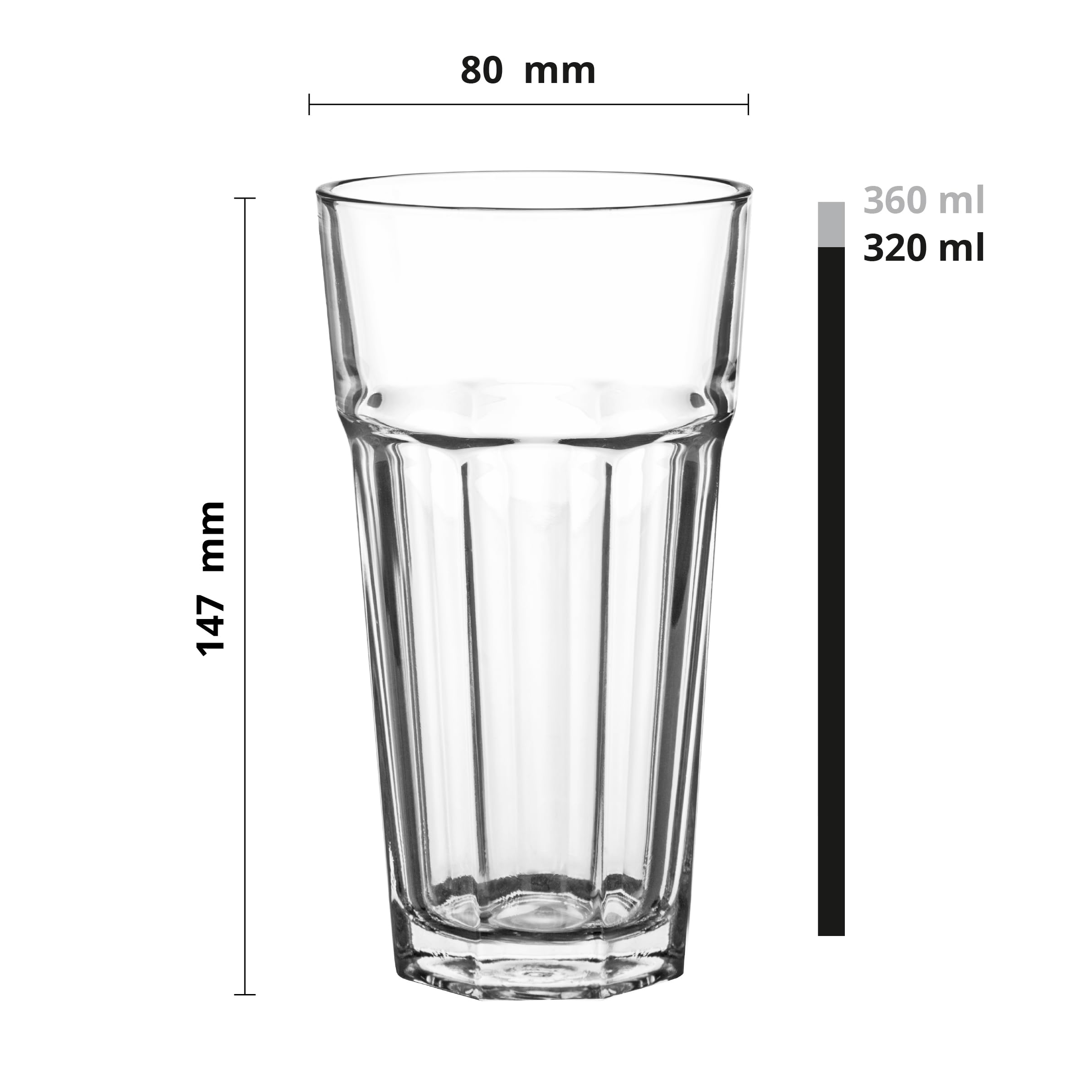 Glasmark KROSNO, 320ml, Zestaw 6 szt., szklanka, do longdrink, drinków, highball, wody, Idealne do domu, restauracji, Klasyczny kształt, Szkło wysoki połysk