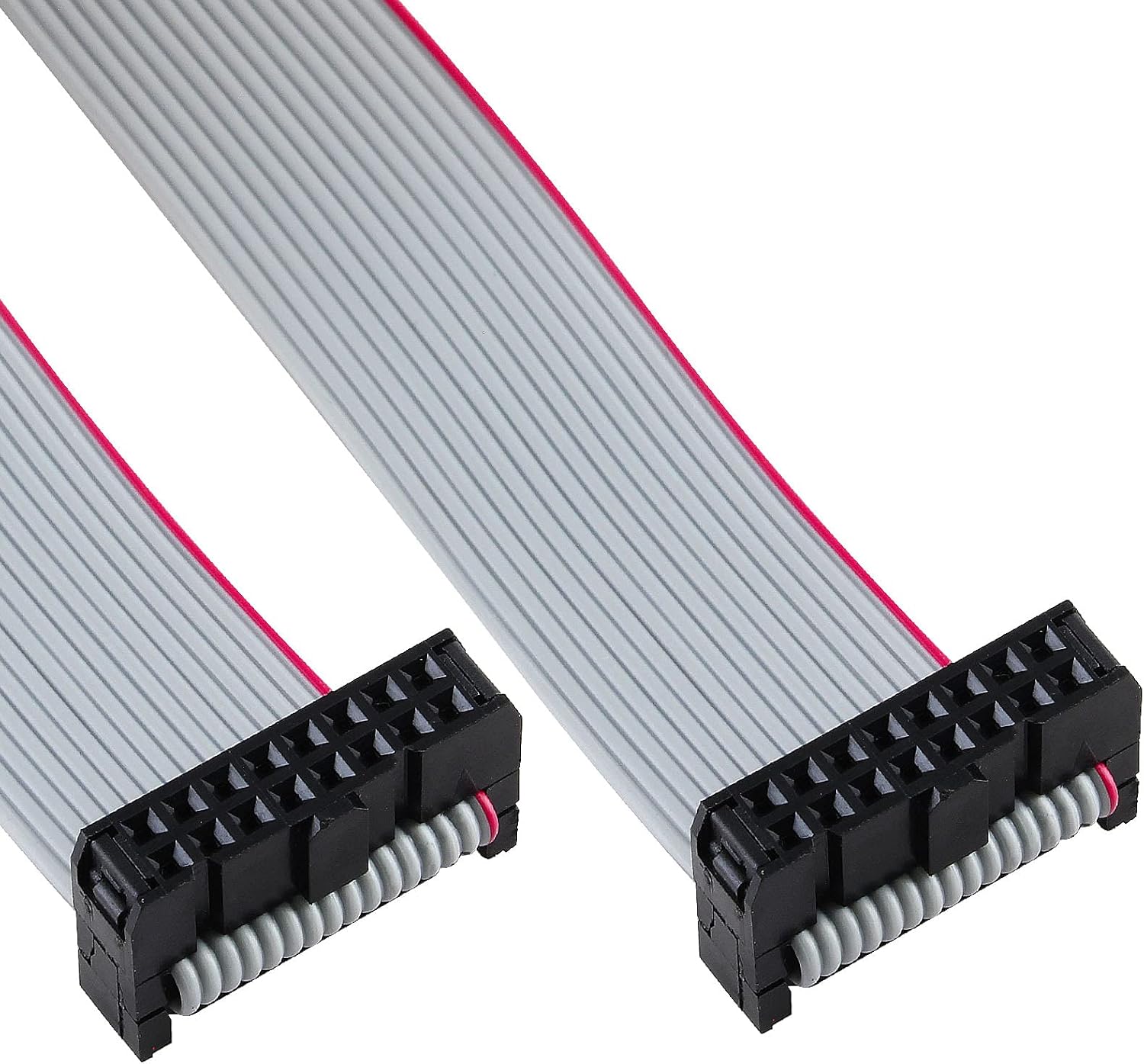 6 PCS 16 Pin Ribbon Cable 2.54 mm Pitch F/F IDC Connector Flat Ribbon Cable, F/F IDC Flat Ribbon Cable Connector Dual Row Data Cable (16 Pin, 30cm Length)