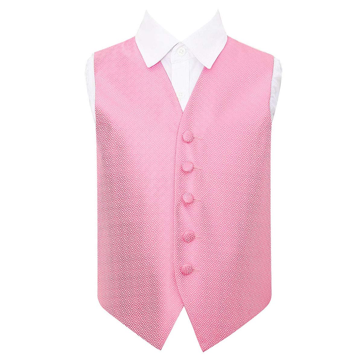 DQT Boys Greek Key Waistcoat - Wedding Party & Formal - Baby Pink 11-12 Years 32"