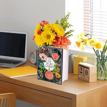 Small Book Shaped Decorative Vase, Ceramic Book Vase for Flowers, Unique Book Flower Vase Modern Decorative Vase for Home Office Bookshelf Living Room Bedroom Decor