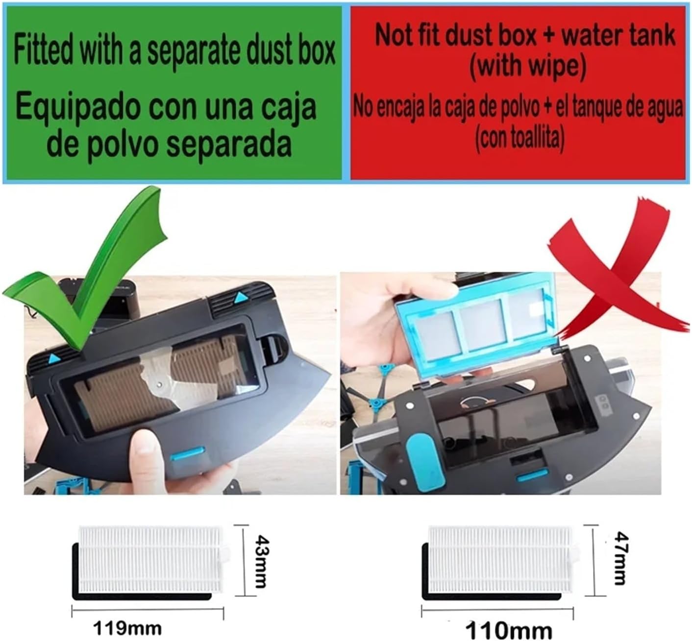 1Set Size for 1090/1790 Ultra Titanium Side Brush Roller Hepa Filter Mop Rag Robot Vacuum Cleaner Accessories Spare Parts (Set F)