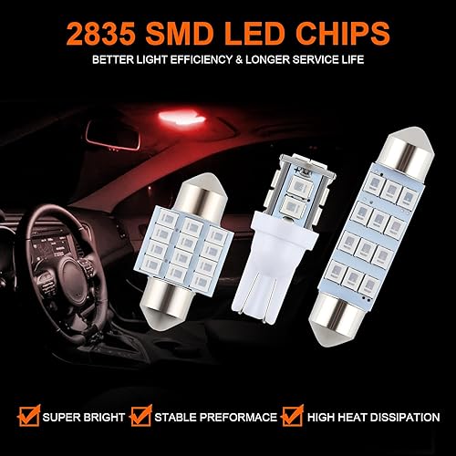 Miniatura 5 de Juego de 24 bombillas LED para interior de automóvil, 194 T10 DE3175 578 211-2 212-2 1.220 in 1.654 in, luces de repuesto para maletero de
