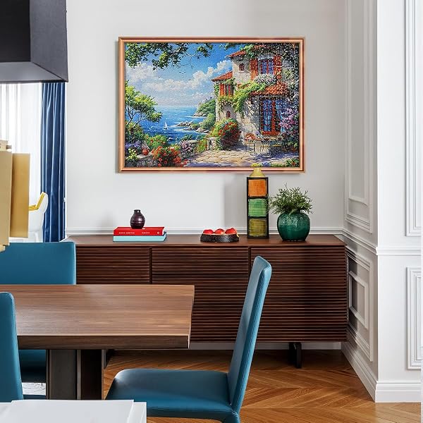 MISITU Puzzle 1000 Teile für Erwachsene und Kinder ab 14 Jahren Klassische Puzzles, Villa am Meer Puzzle 1000 Teile - 2