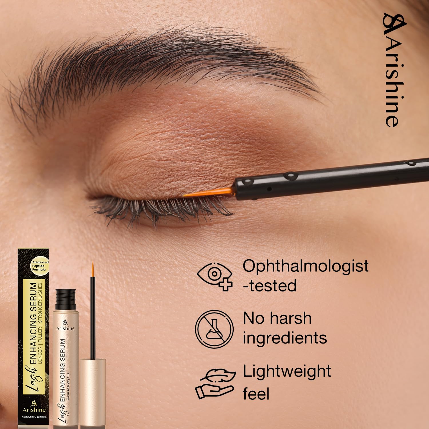 Eyelash Growth Serum, Lash & Brow Serum: Peptide Lash & Brow Enhancer for Fuller, Longer-Looking Lashes & Brows – Ginseng & Amino Acids – 3 mL - Image 5