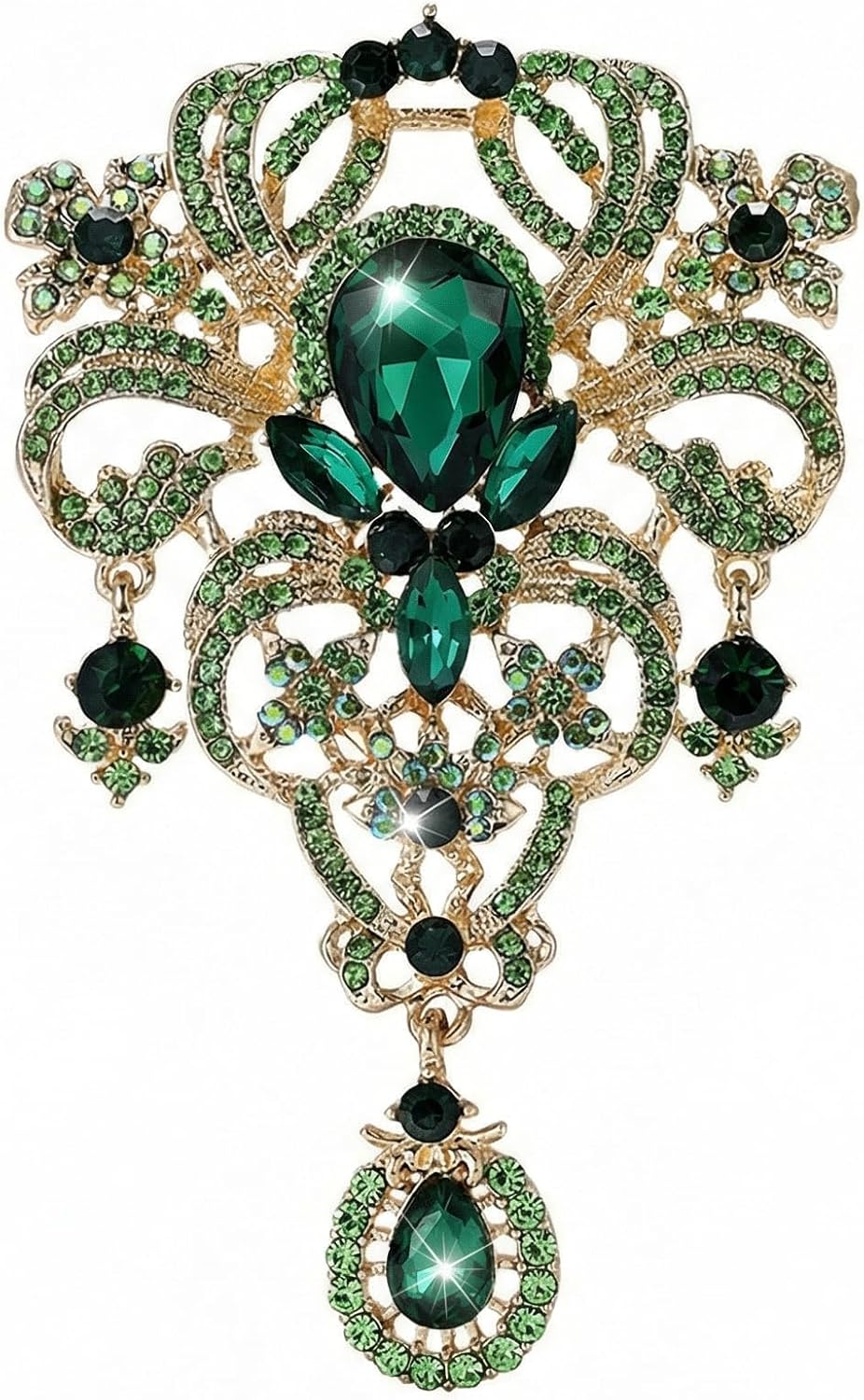 Retro Austrian Crystal Big Brooch Pin, Large Faux Crystal Brooch for Sweater Coat and Dress, for Formal Events and Parties