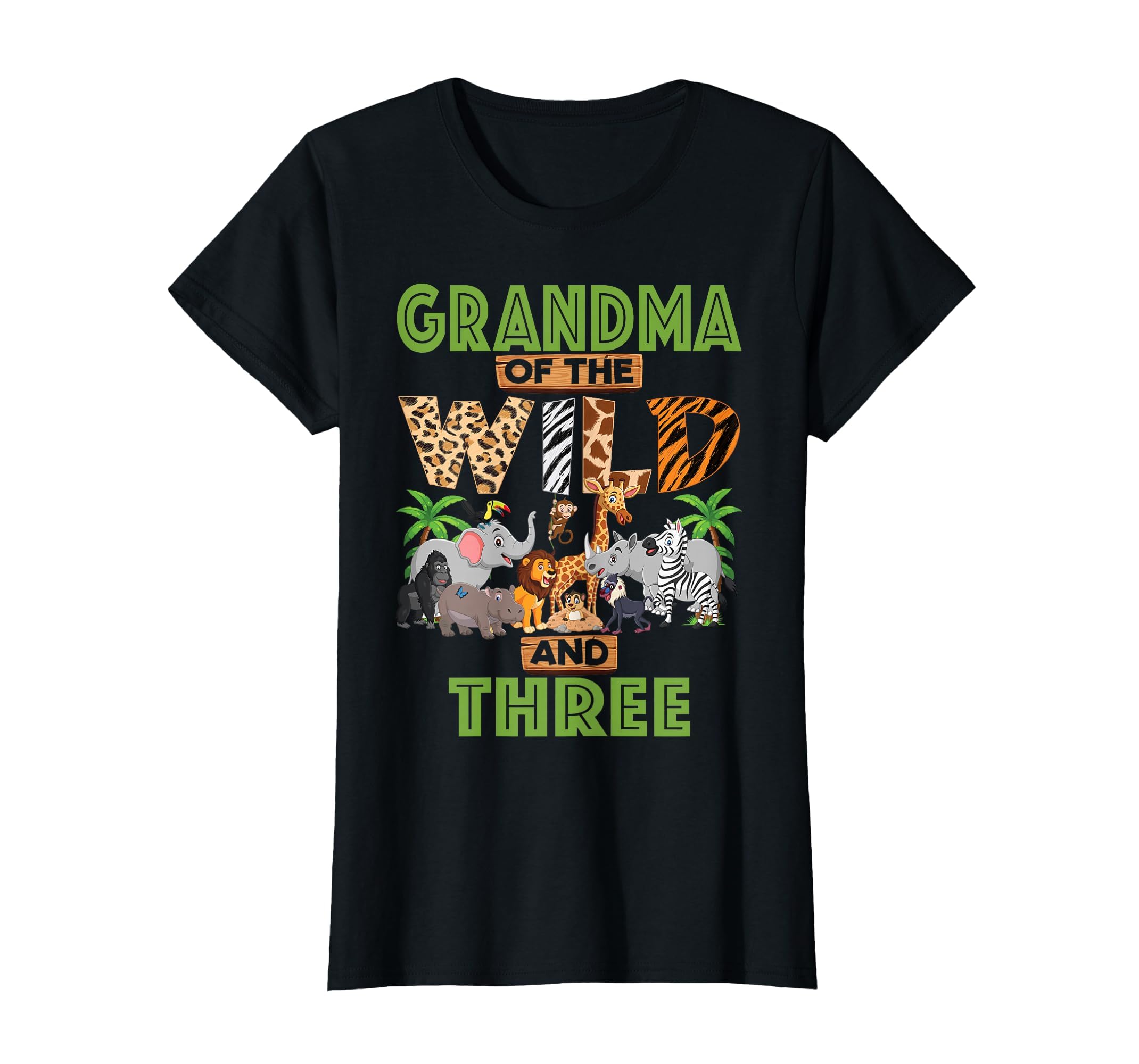 3rd Birthday Zoo Safari Jungle Grandma of The Wild and Three T-Shirt