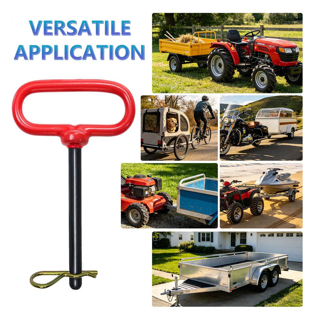 Trailer Hitch Pins - 2 Pack, Red Handle -5 Trailer Hitch Pins - 2 Pack, Red Handle -5