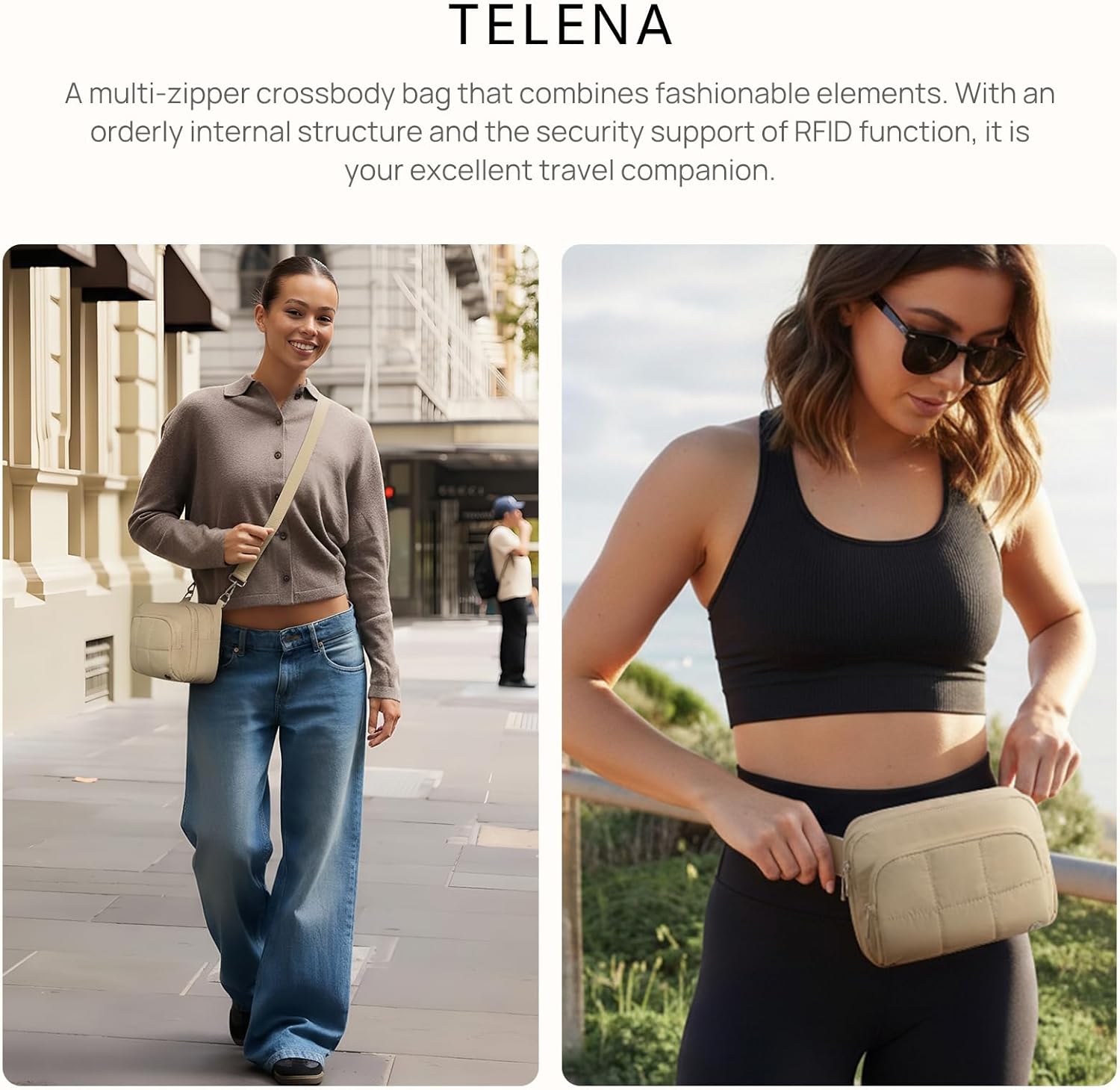 Telena 3-Zip Crossbody Bags for Women Anti Theft Cross Body Bag for Woman Travel Everyday Use - Image 2