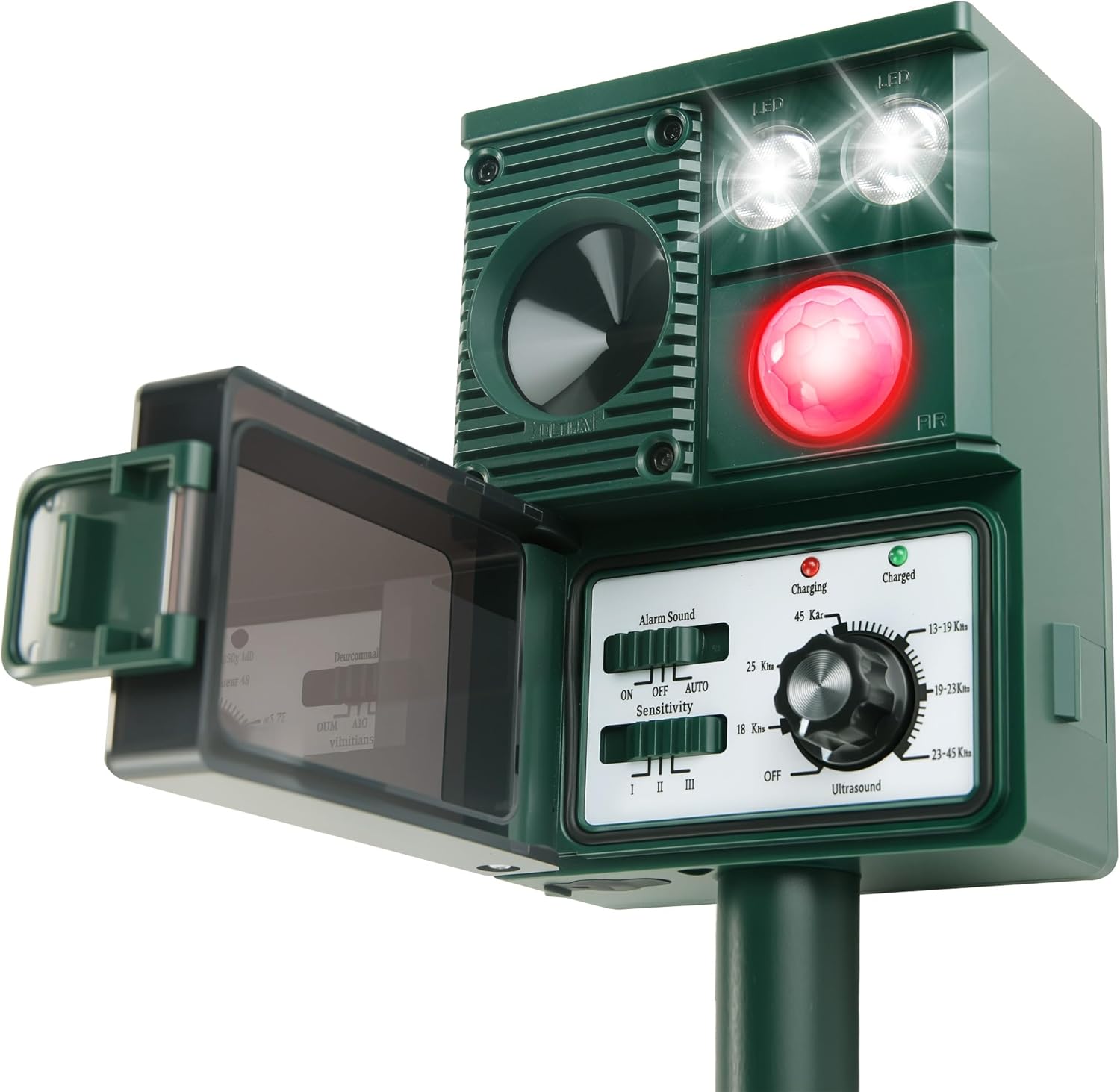 Solar Animal Repellent, 3-in-1 Squirrel Repellent Cat Deer Raccoon Rodent Repellent Ultrasonic Outdoor, Pest Repeller with Motion Activated for Yard Lawn Attic, Dog Skunk Bird Deterrent