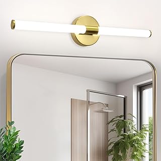 LED Spiegelleuchte Bad Gold Spiegellampe - 60CM Badlampe Wand IP44 Spiegellampe Badezimmer 8W Spiegelschrank Beleuchtung 4000K Neutralweiß Wandlampe über Spiegel für Bad Küche Badschrank