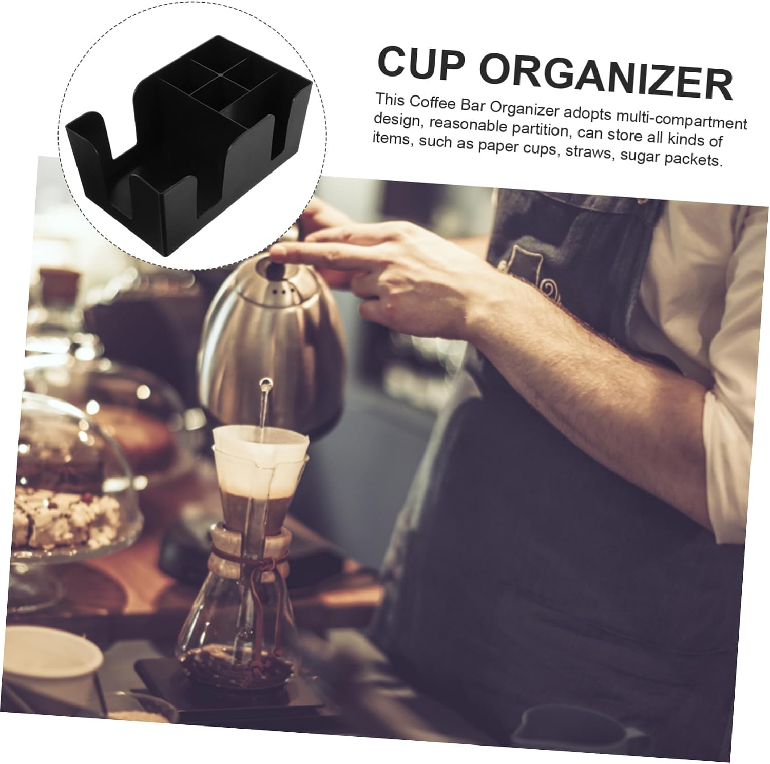 Cabilock Coffee Bag Organizer Box, PP Multi Compartment Countertop Storage