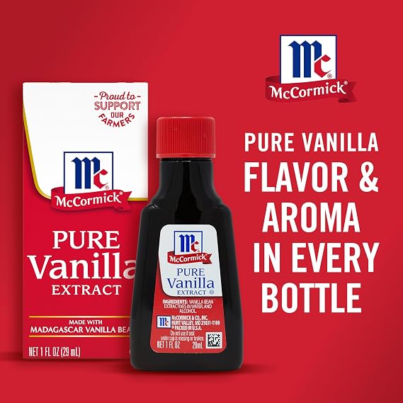 McCormick Vanilla Extract, Pure, No Corn Syrup, Gluten Free, Rich, Sweet Flavor and Aroma for Baking and Savory Dishes, 1 fl oz