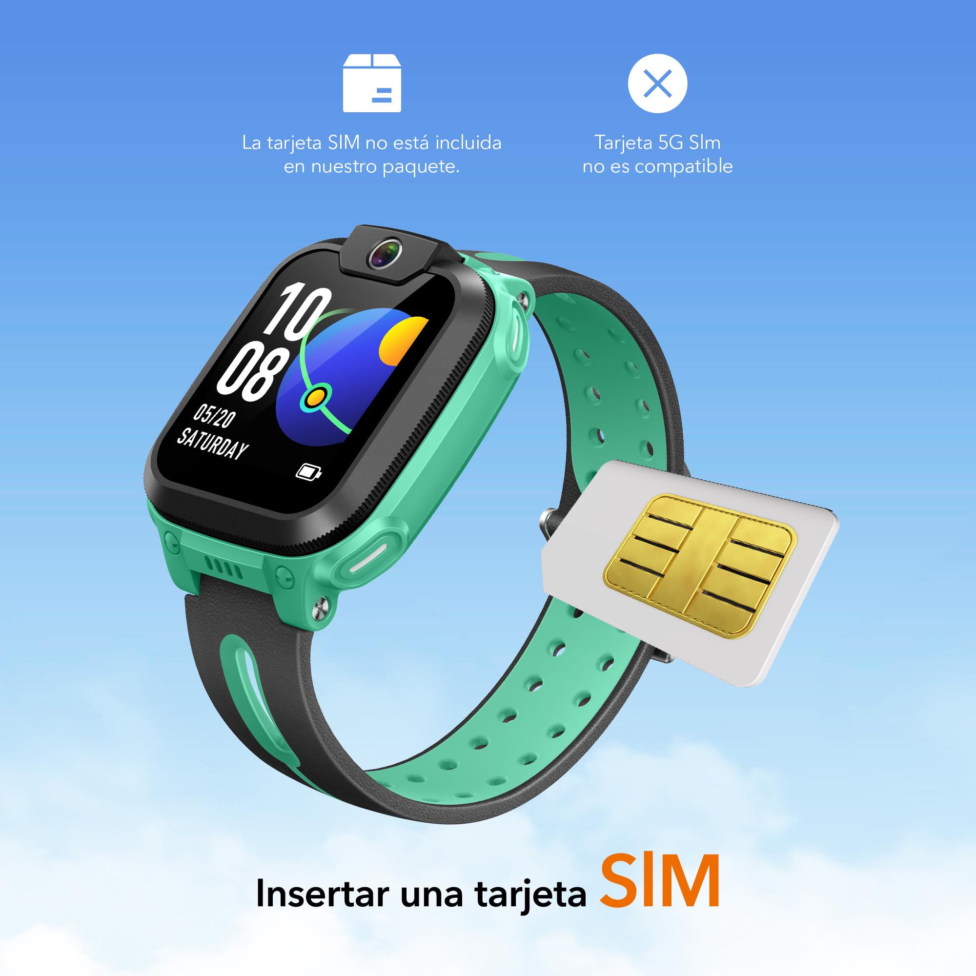 imoo Z1 Reloj Inteligente Niño 4G, Reloj Niño con Videollamada, Reloj GPS Niños con Llamada, Chat, SOS, Smartwatch Niños con Class Mode, Waterproof IPX8, Relojes Niña Watch -Verde
