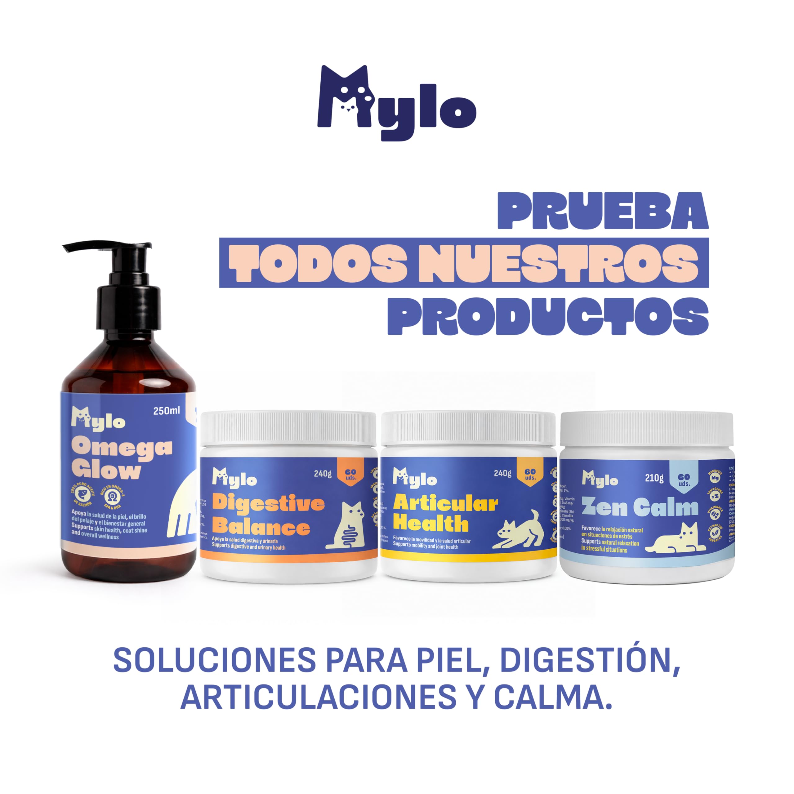 MYLO Calmante per cani, ansia da separazione, tempeste e viaggi, alternativa ai feromoni per cani, con magnesio, triptofano e ashwagandha, 60 pezzi