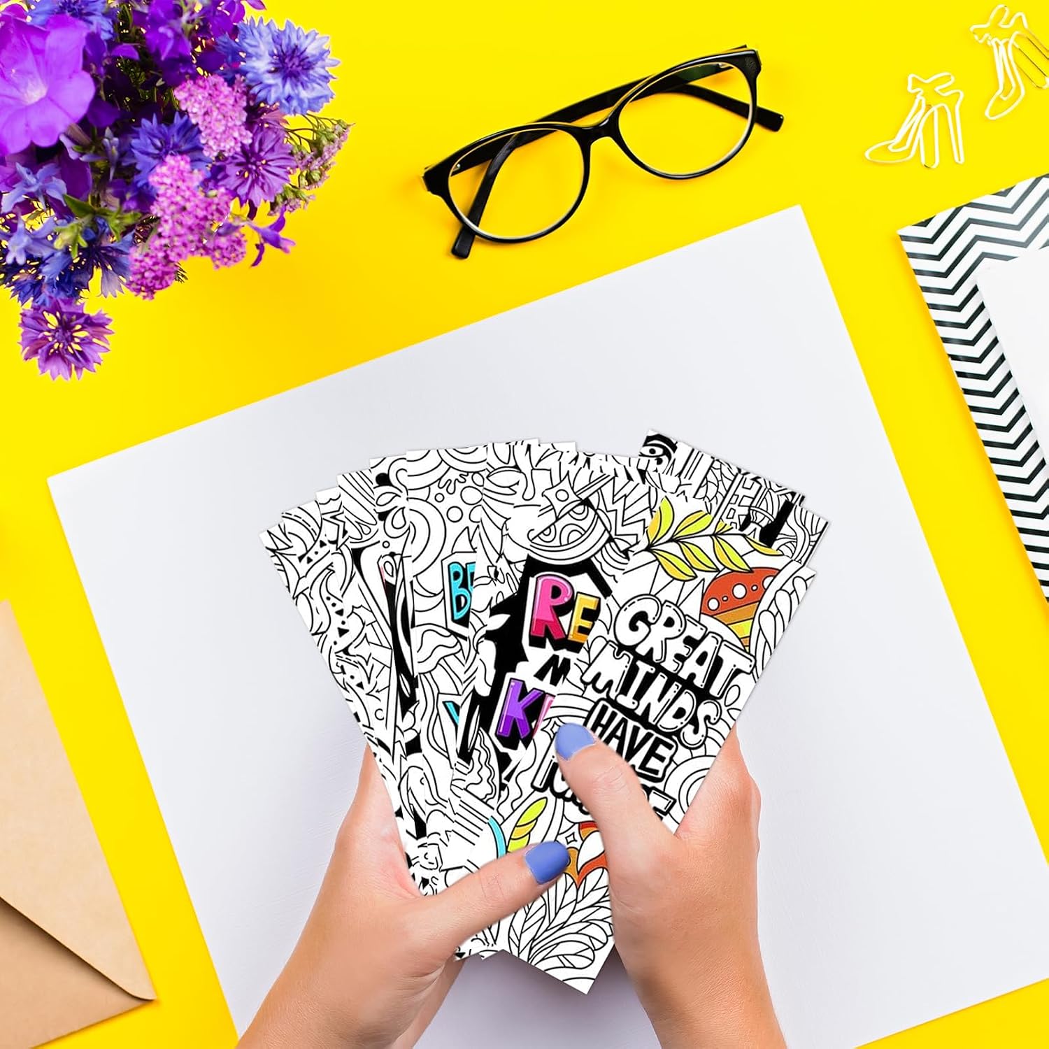 60 PCS Inspirational Coloring Bookmarks with 12 Designs,Back to School DIY image 5