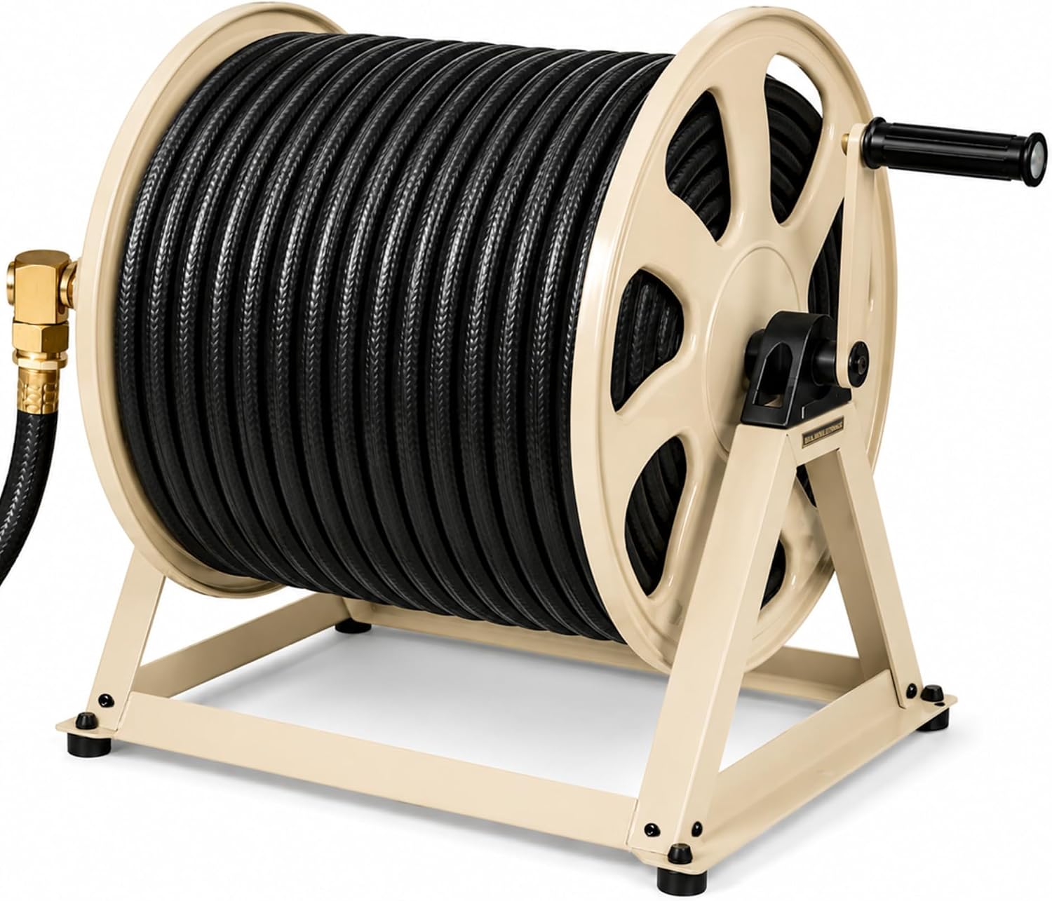 Dual Floor and Wall Mounted Garden Hose Reel, Holds 200ft of Water Hose, Heavy Duty Metal Hose Reel, Space Saving Hose Reel Organizer for Yard, Garage & Shed