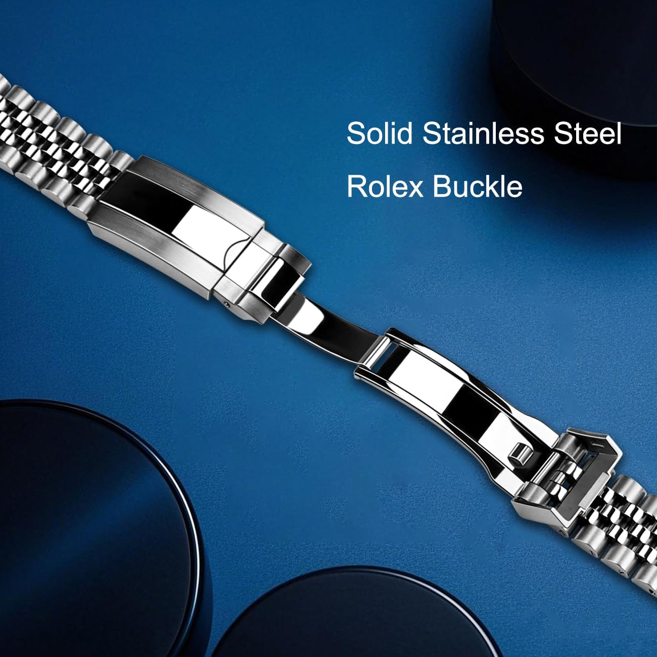 20mm 22mm Quick Release Jubilee Watch Band for Men Women Screw-In Stainless Steel Watch Bracelet Metal Watch Bands With Curved Lug Ends Parts Jubilee Bracelet Strap with Diving Buckle