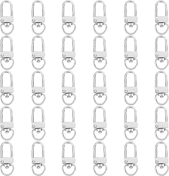 30 PCS Silver Lobster Claw Clasps, 360 Rotation Lanyard Snap Hooks - Sturdy Zinc Alloy Keychain Clips for Jewelry Making, Purse Connector & DIY Art Crafts