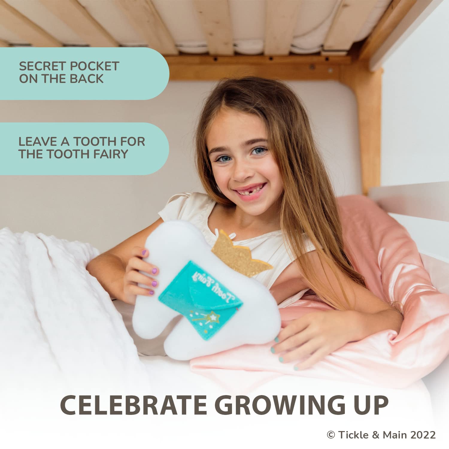 Tickle & Main, Tooth Fairy Pillow Kit With Notepad And Keepsake Pouch, 3 Piece Set, Includes Pillow With Pocket, Dear Tooth Fairy Notepad, Keepsake Wallet Pouch That Holds Teeth, Notes, And Photograph.