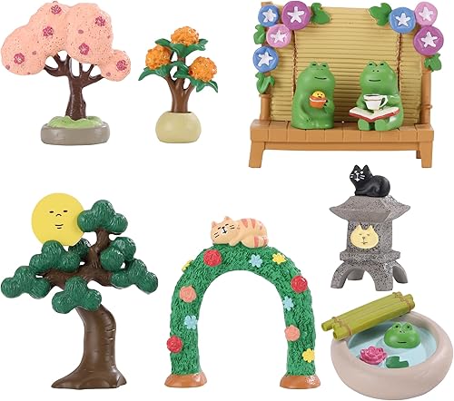 Sdeetesamjun Kit de decoración de escritorio de rana linda para jardín, figuras pequeñas, decoraciones para dormitorio, bonsái, decoración de