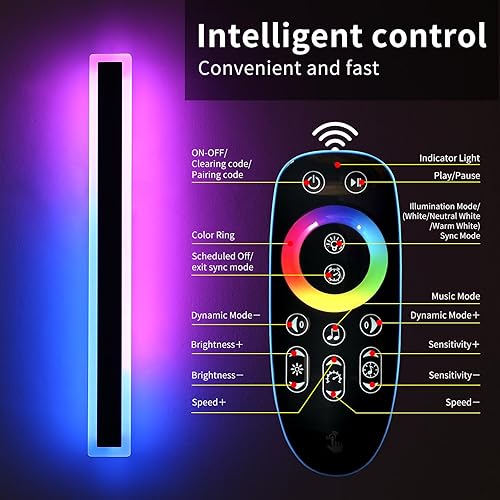 Miniatura 6 de Lámpara de pared moderna para exteriores, moderna luz de pared RGB para exteriores, brillo de 10% a 100% regulable con control remoto, luz de pared