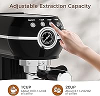 Vista 2 de Máquina de café expreso con espumador de leche, cafetera espresso de 20 barras para café con leche y capuchino, máquina de café Expressions