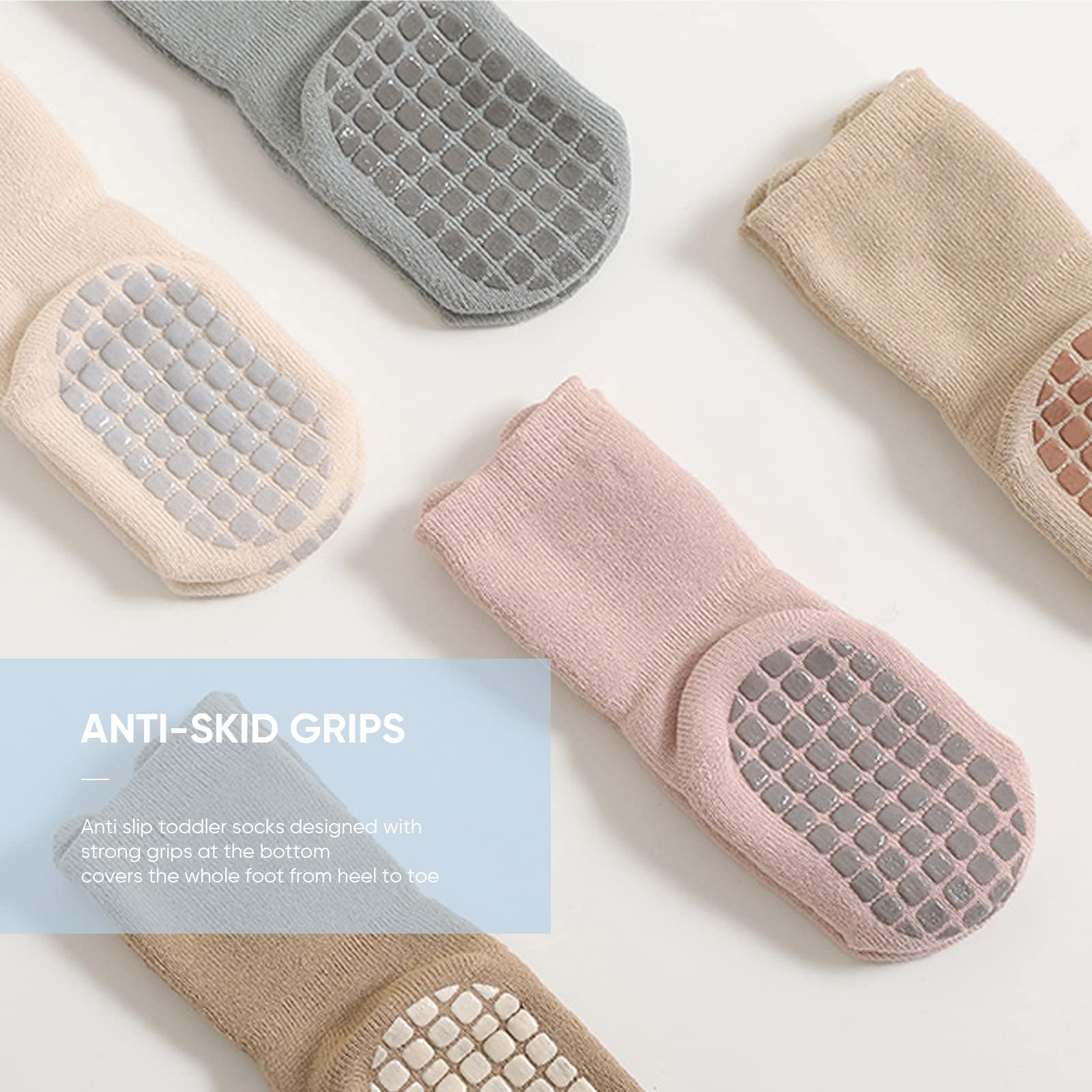 DRESHOW Bebés Calcetines Antideslizantes Calcetines de Tripulación de Tobillo con Agarres Calcetines de Algodón de Dibujos Animados para Bebé Niñas Niños - 5