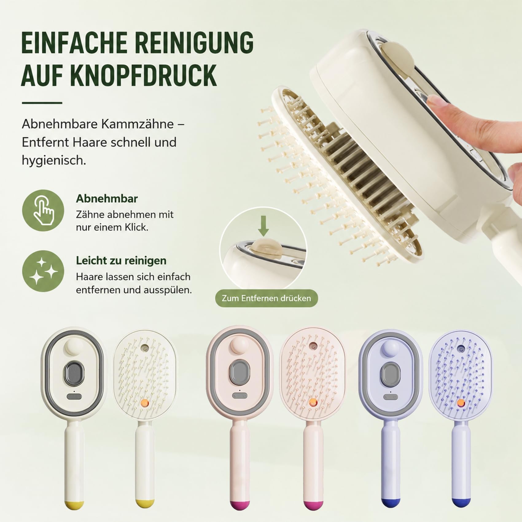 Electric Spray Air Cushion Massage Comb, 3-In-1 Elektrischer Sprüh-Luftkissen-Massagekamm mit Wasserspray, Kopfhaut-Pflegespray – Geeignet für Lockiges, Nasses und Trockenes Haar (Rosa)