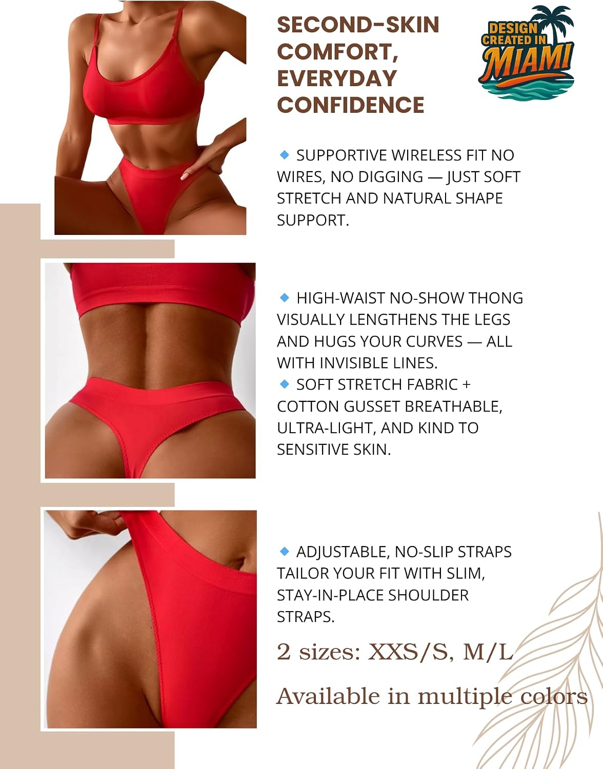Bra and Panty Set 2 Piece Seamless Soft Bralette and Thong Wireless No Show Lingerie for Women Everyday gift for her