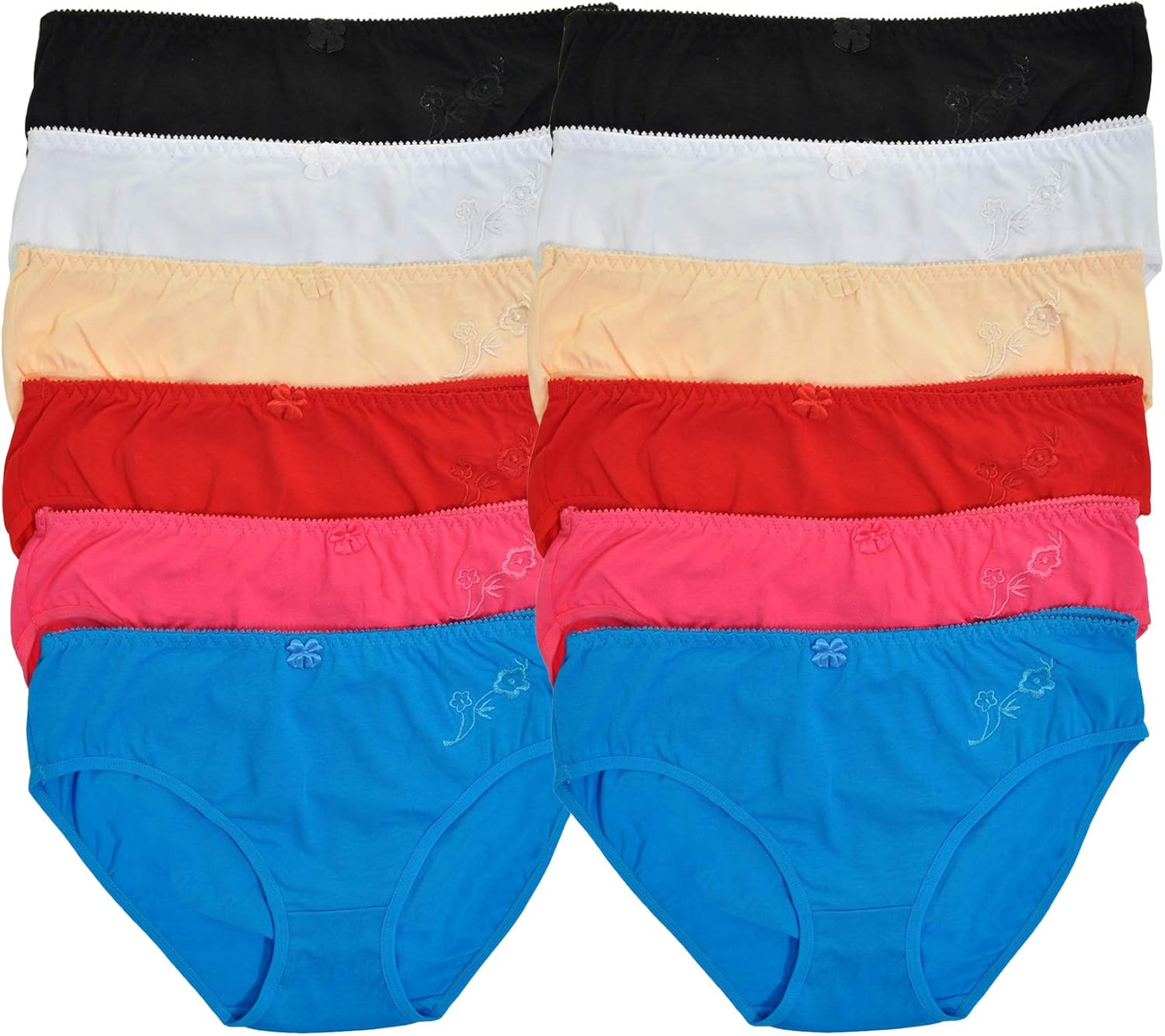 Angelina Women's Assorted Cotton Spandex Bikini Panties (12-Pack)