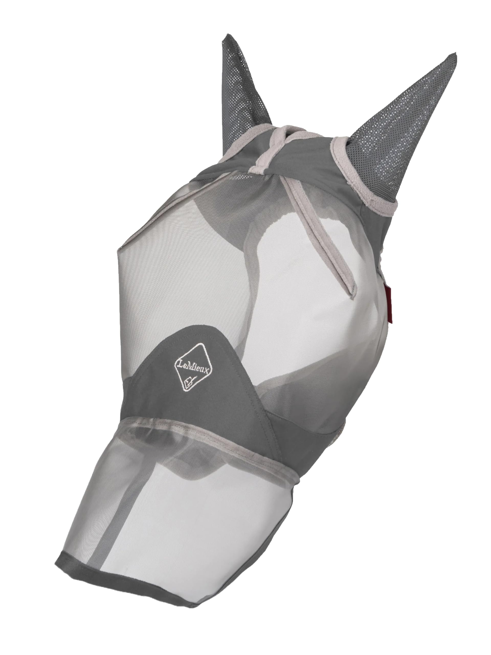 LeMieux Horse ArmourShield Pro Full Fly Mask with Soft Bamboo Lining - UV Protective & Breathable Mesh - Grey - X-Large