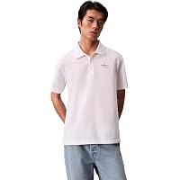 Calvin Klein Uomo Maglietta Polo Maniche Corte Easy Monologo con Chiusura a Bottoni