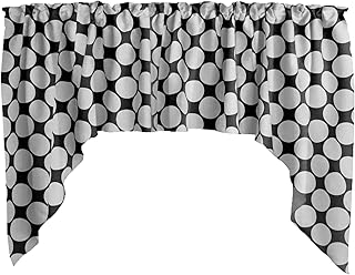 Zen Creative Designs Large Polka Dots Print Swag Cotton Window Valance Home DÃ©cor Bedroom Nursery Kitchen Window (White on Black)