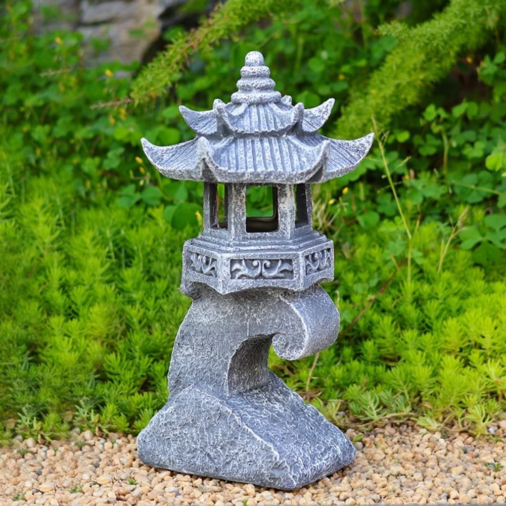 FUBESK Solar Pagode Laternen Stil Weg für Licht Solar wiederaufladbare LED-Lampe für Garten (A)