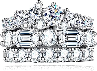 Cubic Zirconia Stackable Wedding Band Eternity Rings 5A Grade CZ Bridal Set Engagement Anniversary Band Ring for Women Size 5-9