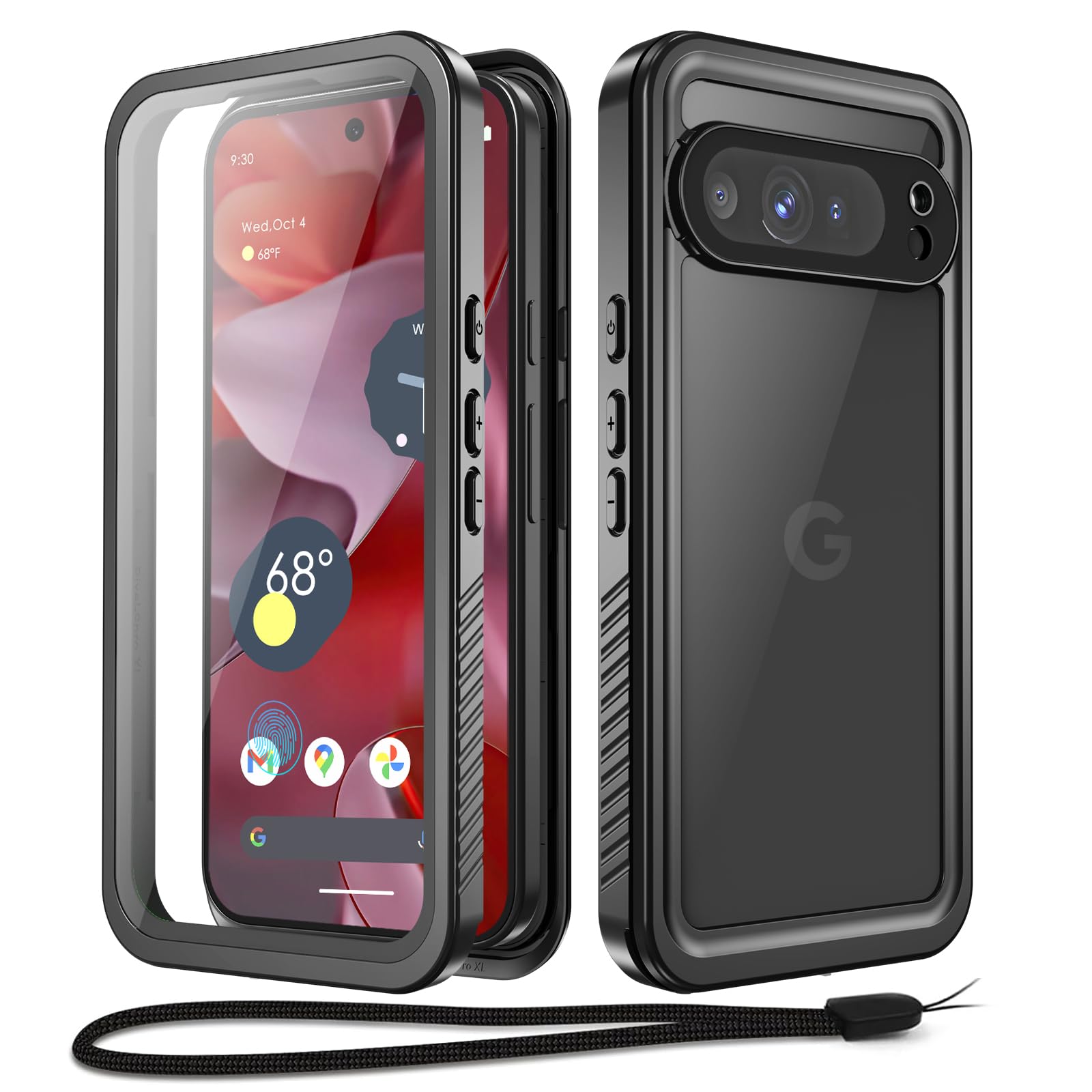 Beeasy Funda para Google Pixel 9 Pro Impermeable,360 Grados Antigolpes Militar Irrompible Resistente Acuatica Carcasa,IP68 Waterproof Case con Protector Camara/Pantalla para Pixel 9 Pro