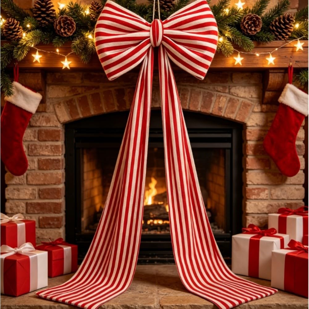 Rot-Weiß karierte Christbaumschleife 40x110cm für deko Rot-Weiß(80 * 210cm)