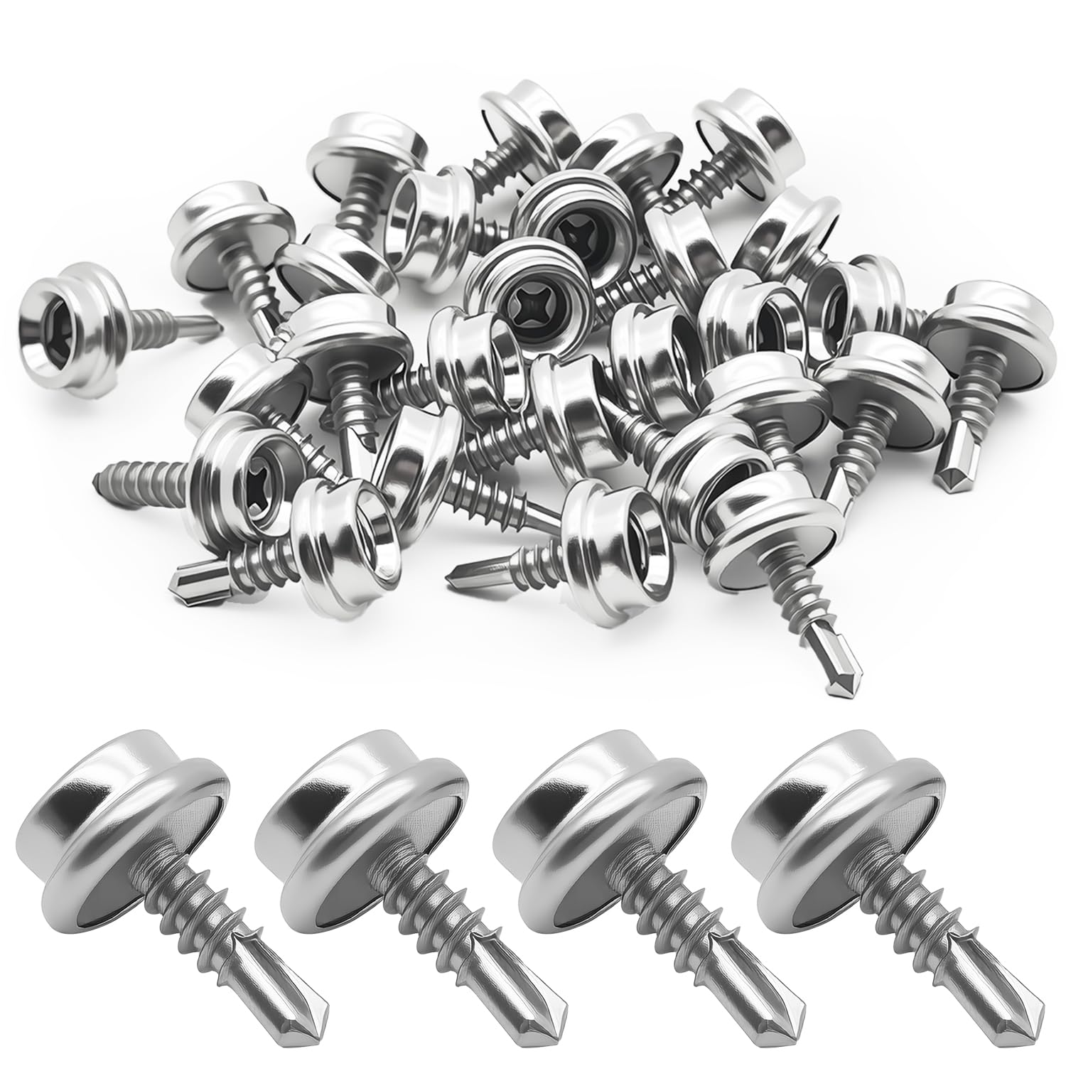 Boat Canvas Snaps Stainless Steel Screws 3/8” Socket with Marine Grade Stainless Steel 1/2” (12.5mm) Screw, Snap Screw Stud, Replacement Snaps for Boat Cover, 25 Pcs