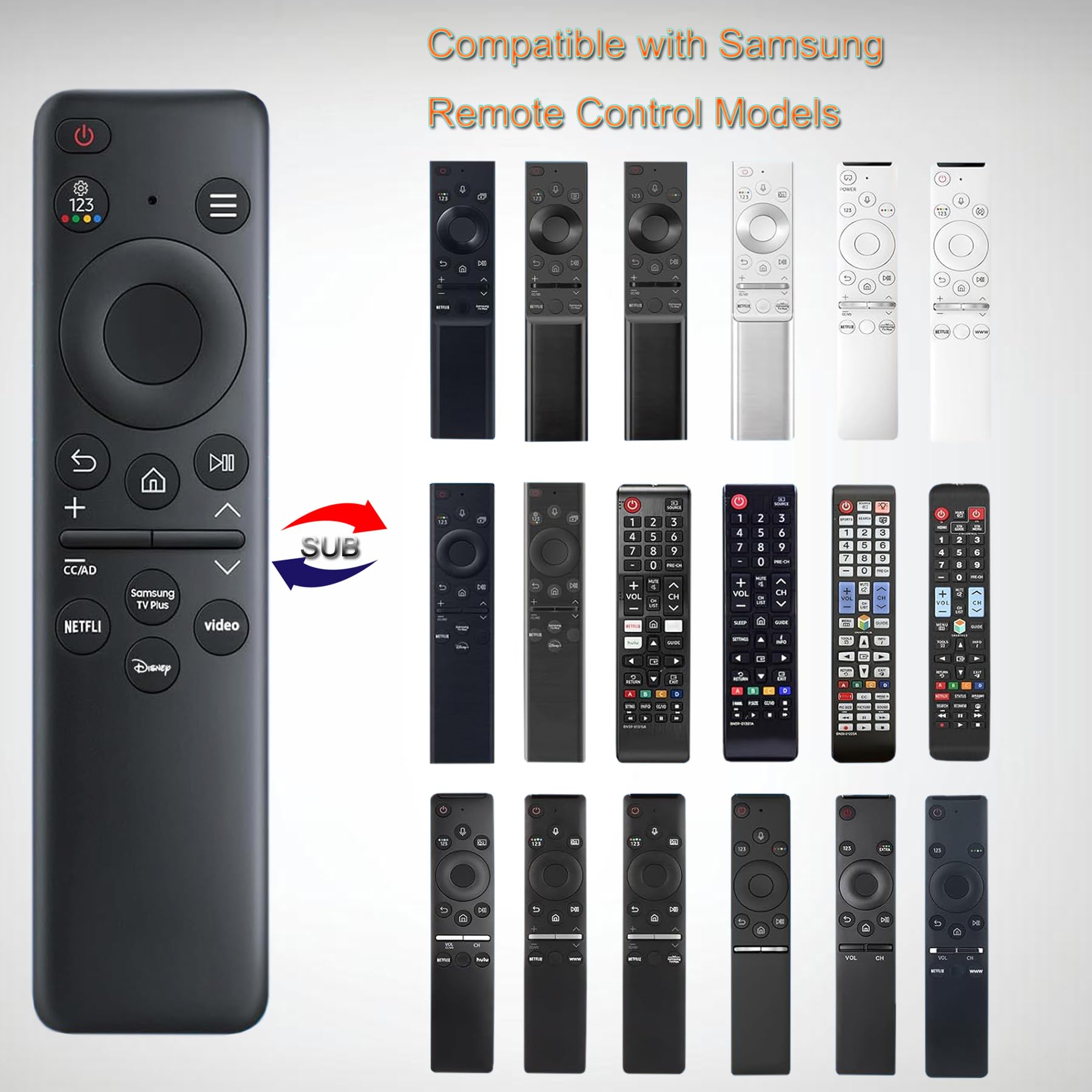 Sostituto per Samsung Smart TV Remote Control Universal Compatibile con tutti i televisori Samsung Frame Curved QLED Crystal UHD (senza controllo vocale)